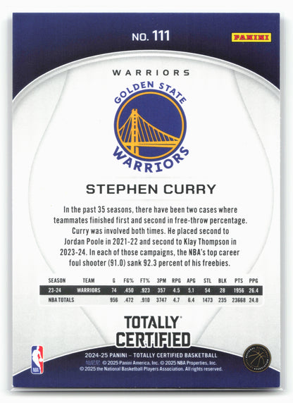 2024-25 Panini Totally Certified #111 Stephen Curry NM