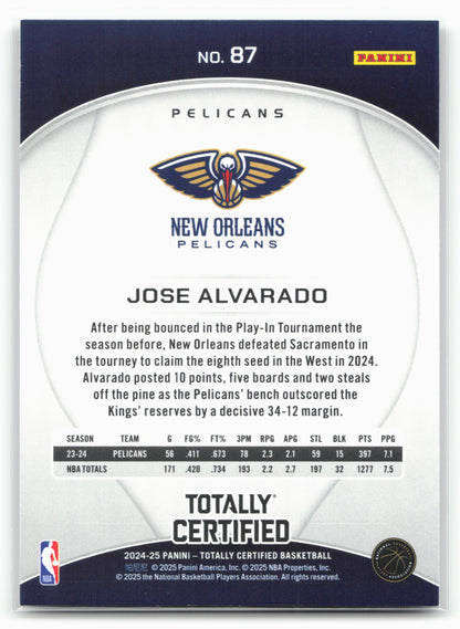 2024-25 Panini Totally Certified #87 Jose Alvarado NM1