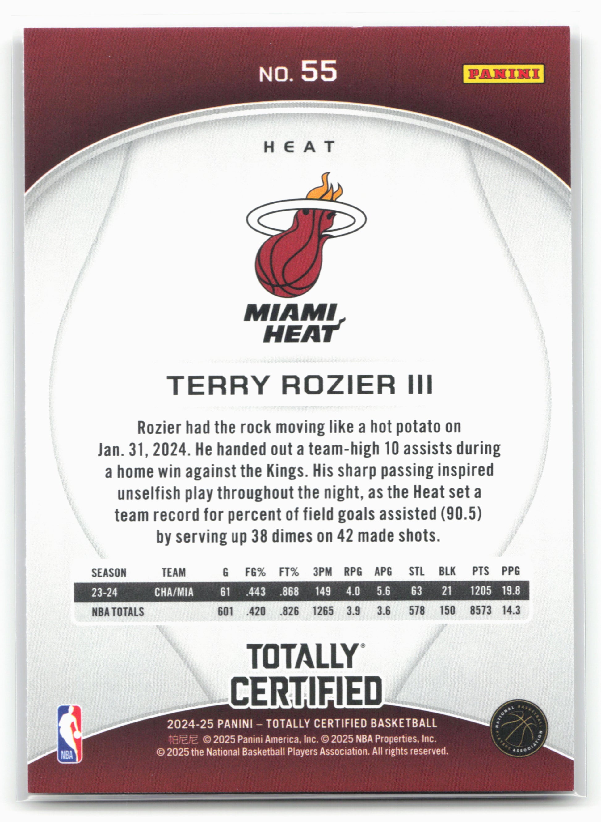 2024-25 Panini Totally Certified #55 Terry Rozier III NM
