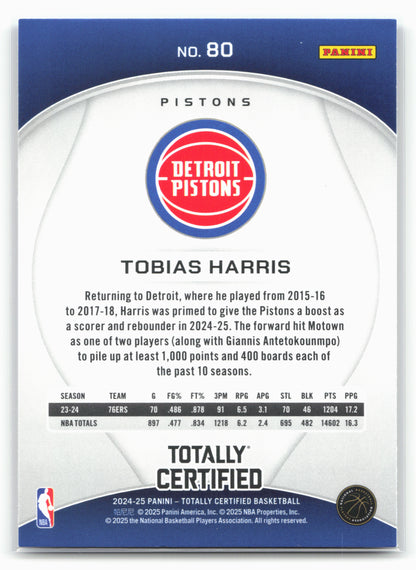 2024-25 Panini Totally Certified #80 Tobias Harris NM
