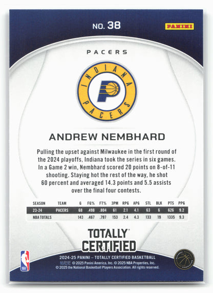 2024-25 Panini Totally Certified #38 Andrew Nembhard NM