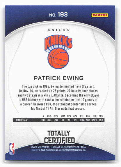 2024-25 Panini Totally Certified #193 Patrick Ewing NM