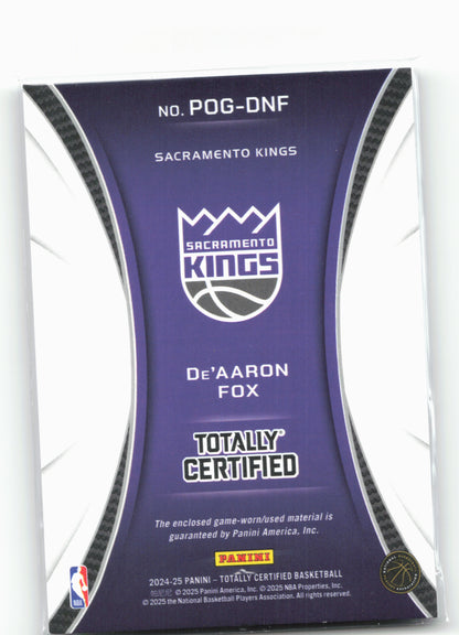 2024-25 Panini Totally Certified #POG-DNF De’Aaron Fox Piece of the Game