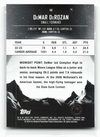 2023-24 Topps Midnight #46 DeMar DeRozan Moonrse 02/25