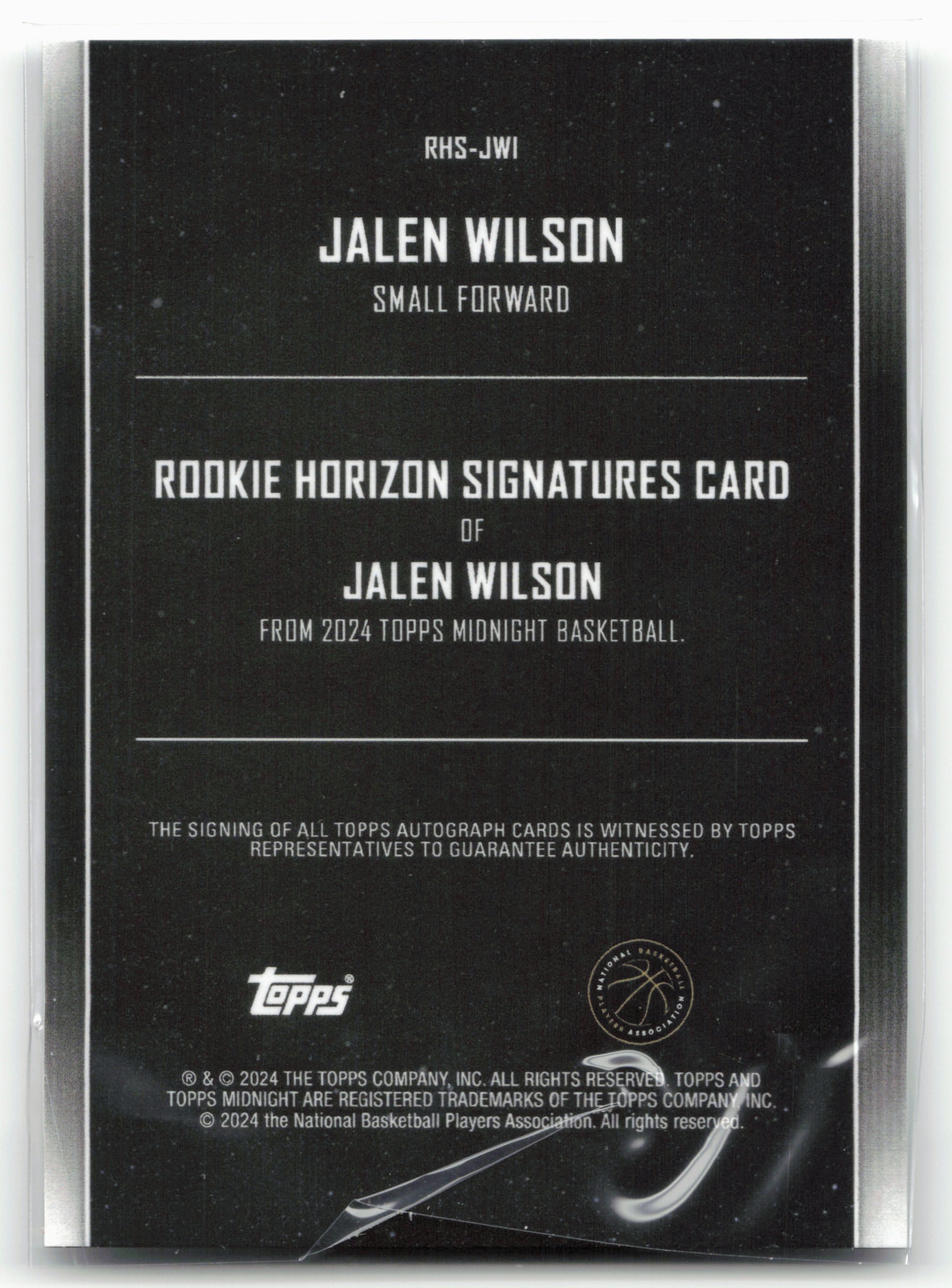 2023-24 Topps Midnight #RHS-JWI Jalen Wilson RHS Twilight #/199