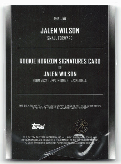2023-24 Topps Midnight #RHS-JWI Jalen Wilson RHS Twilight #/199