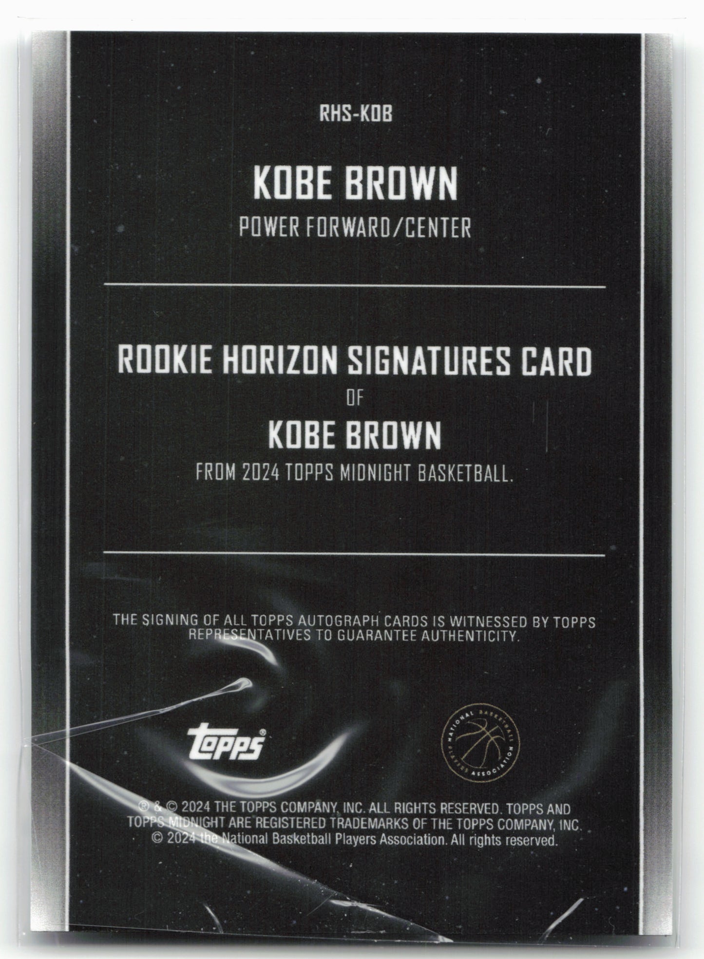 2023-24 Topps Midnight #RHS-KOB Kobe Brown Rookie Horizon Signatures