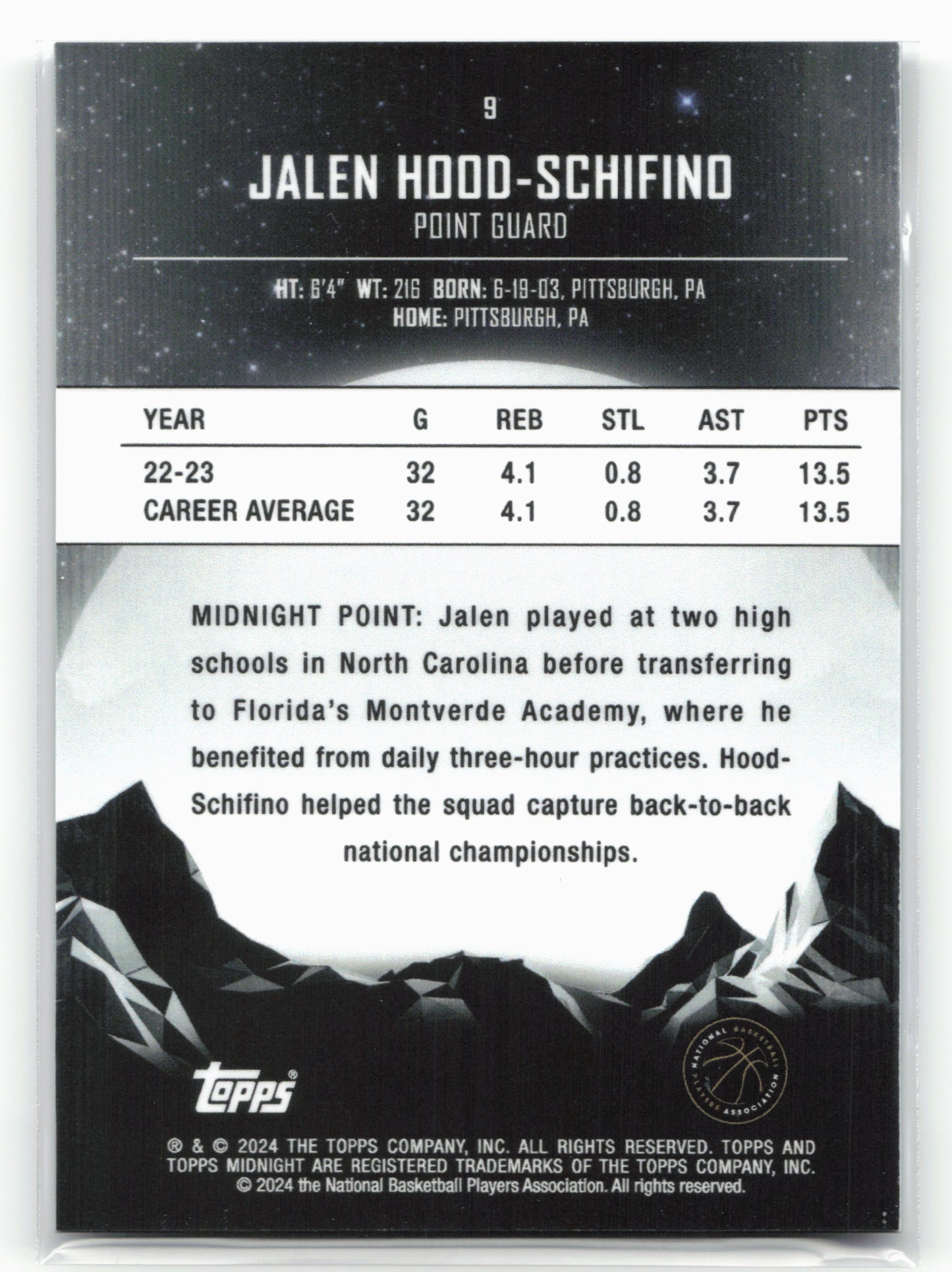 2023-24 Topps Midnight #9 Jalen Hood-Schifino