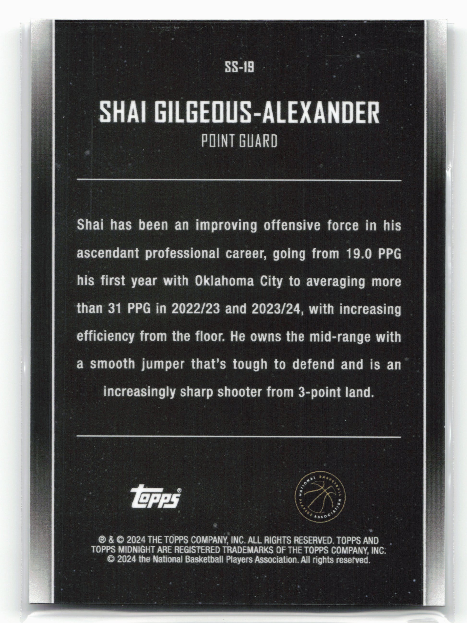 2023-24 Topps Midnight #SS-19 Shai Gilgeous-Alexander Star Studded \99