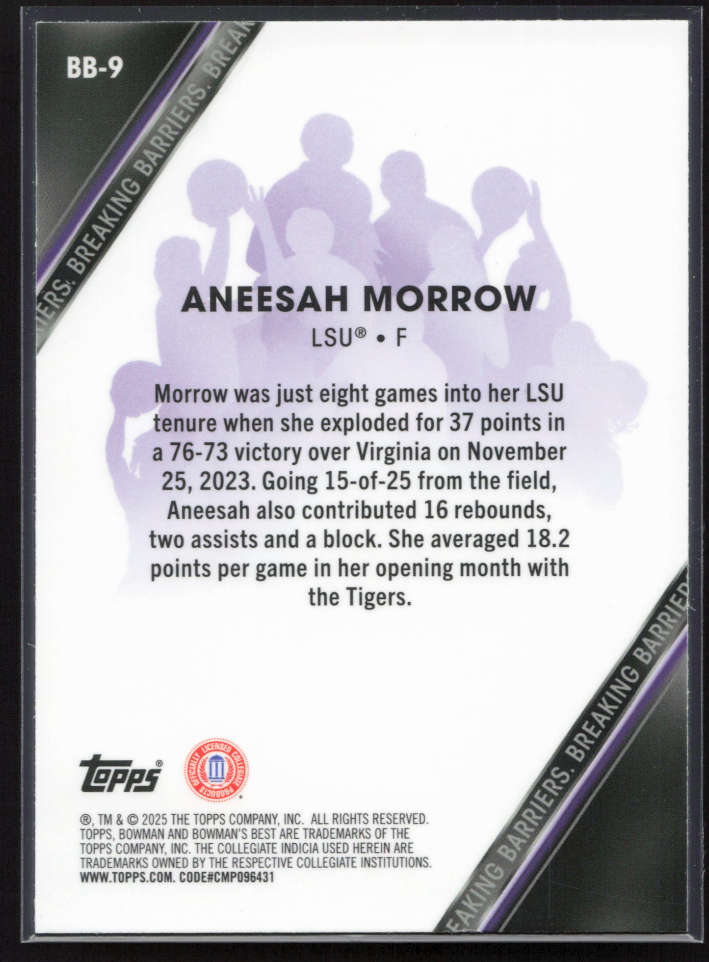 2024-25 Bowman's Best University #BB-9 Aneesah Morrow Shimmer Breaking Barriers