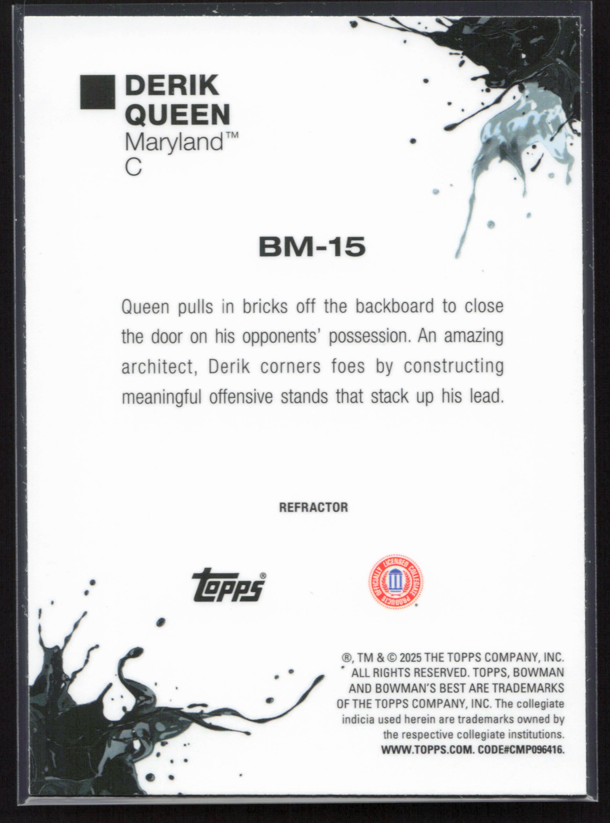 2024-25 Bowman's Best #BM-15 Derik Queen Bowman Masterpieces Refractors