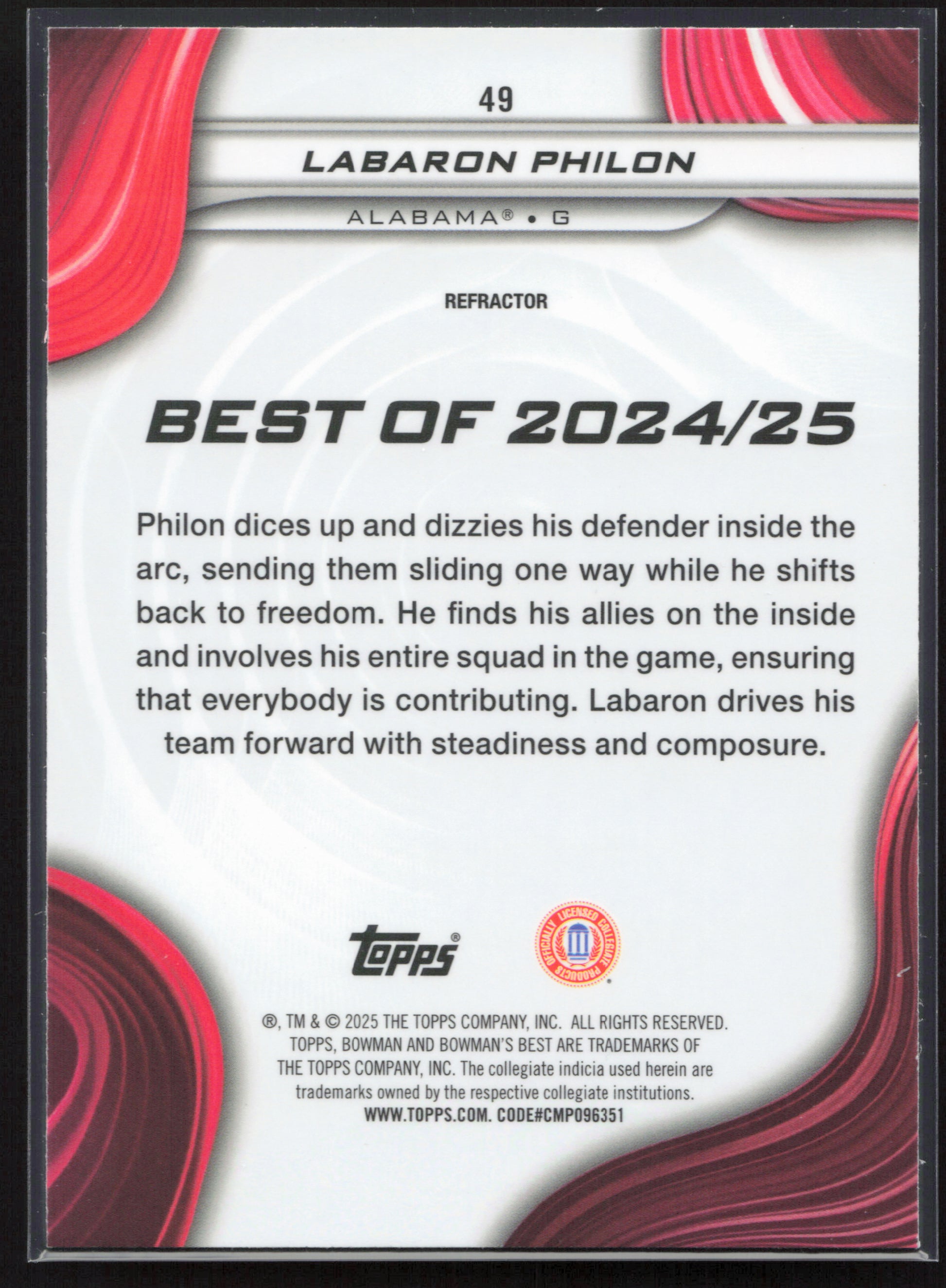 2024-25 Bowman's Best University #49 Labaron Philon Refractors