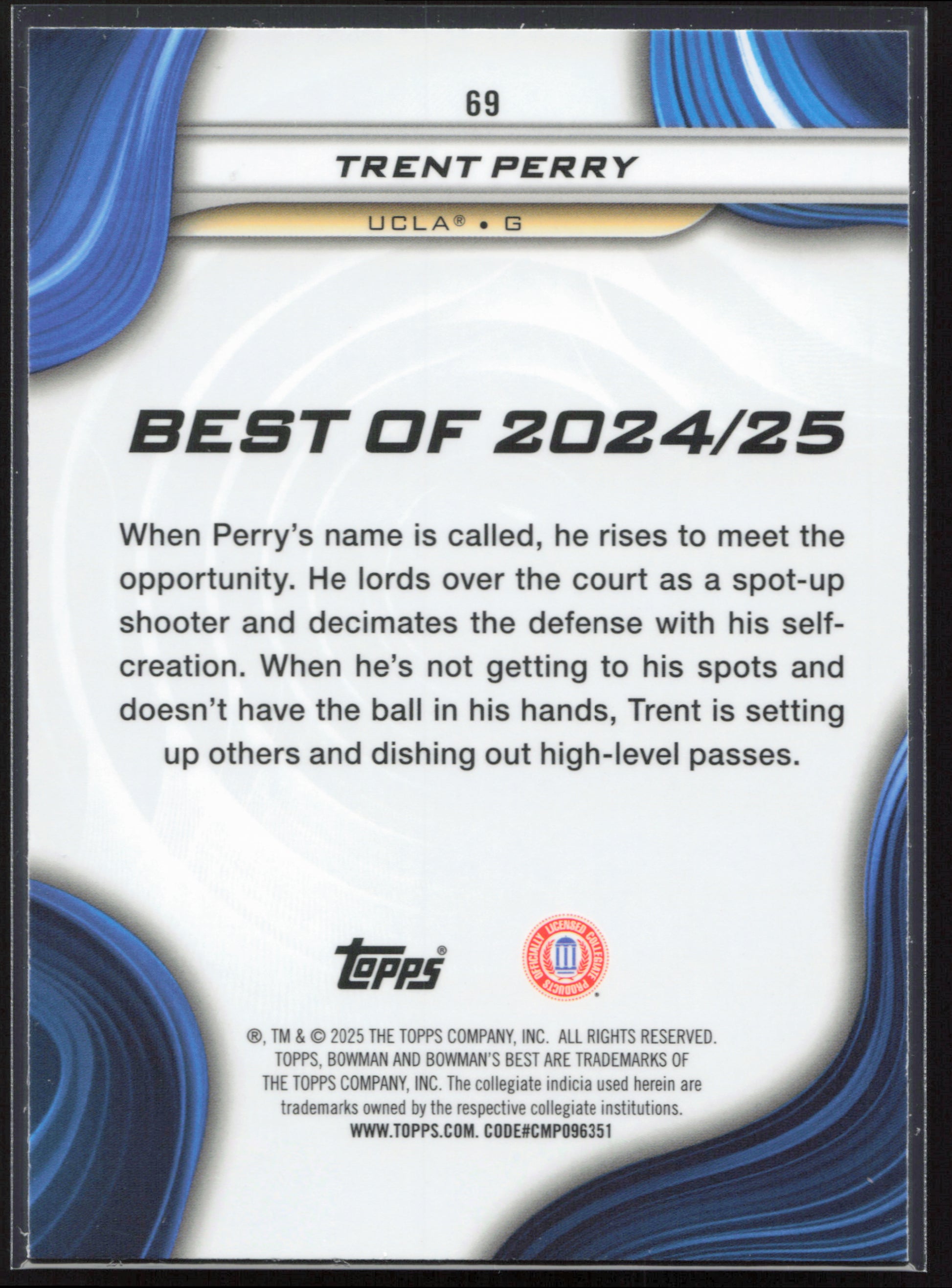 2024-25 Bowman's Best University #69 Trent Perry