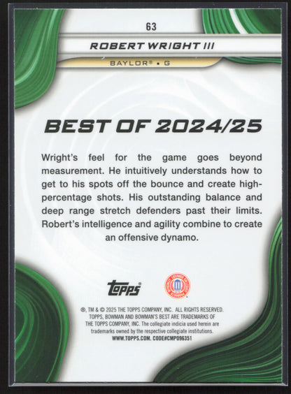2024-25 Bowman's Best University #63 Robert Wright III