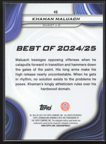 
2024-25 Bowman's Best University #46 Khaman Maluach