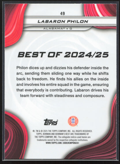 2024-25 Bowman's Best University #49 Labaron Philon