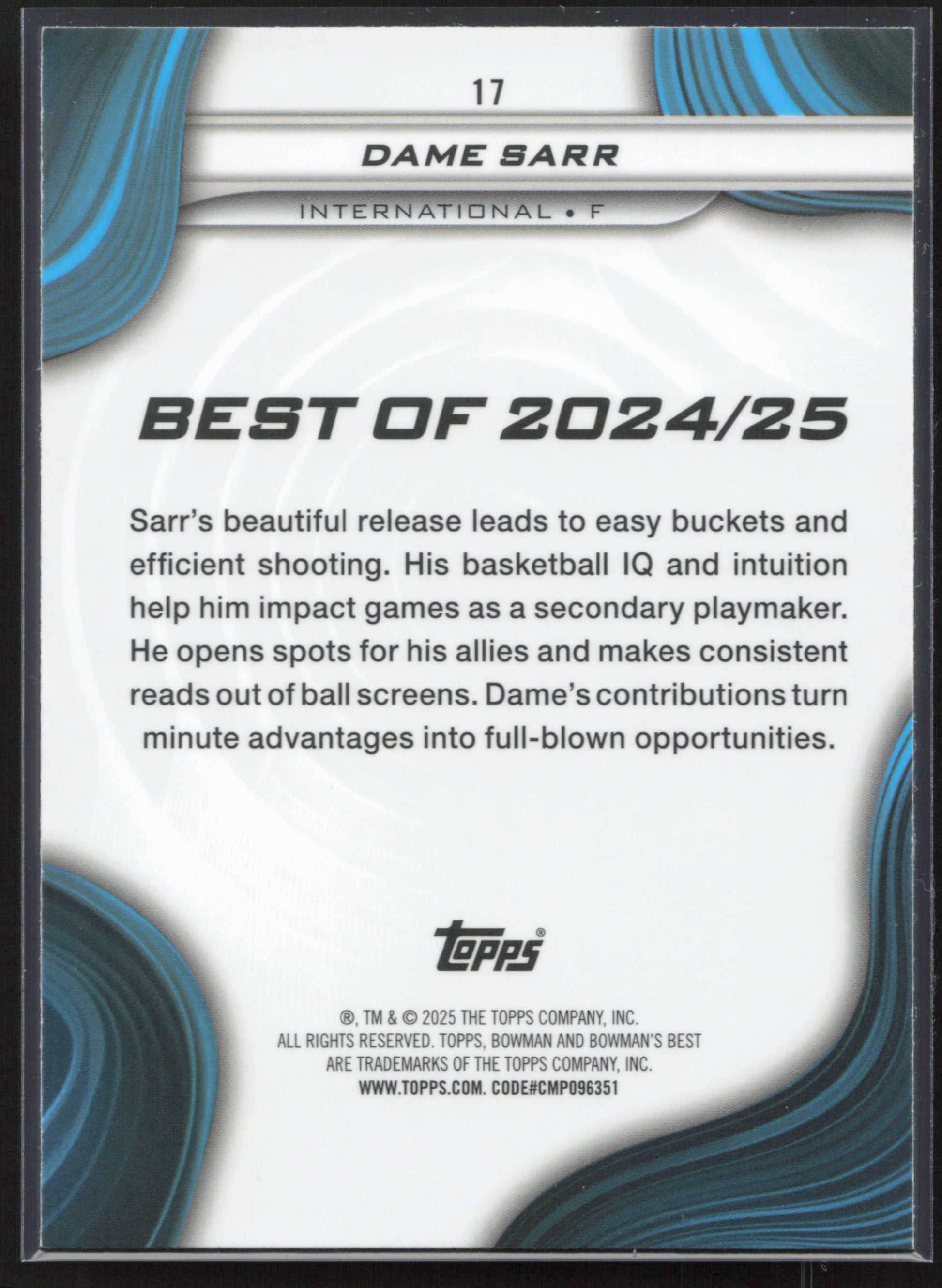 2024-25 Bowman's Best University #17 Dame Sarr