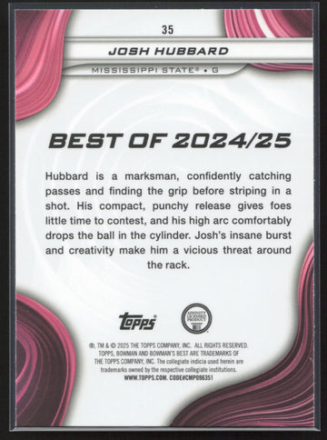
2024-25 Bowman's Best University #35 Josh Hubbard