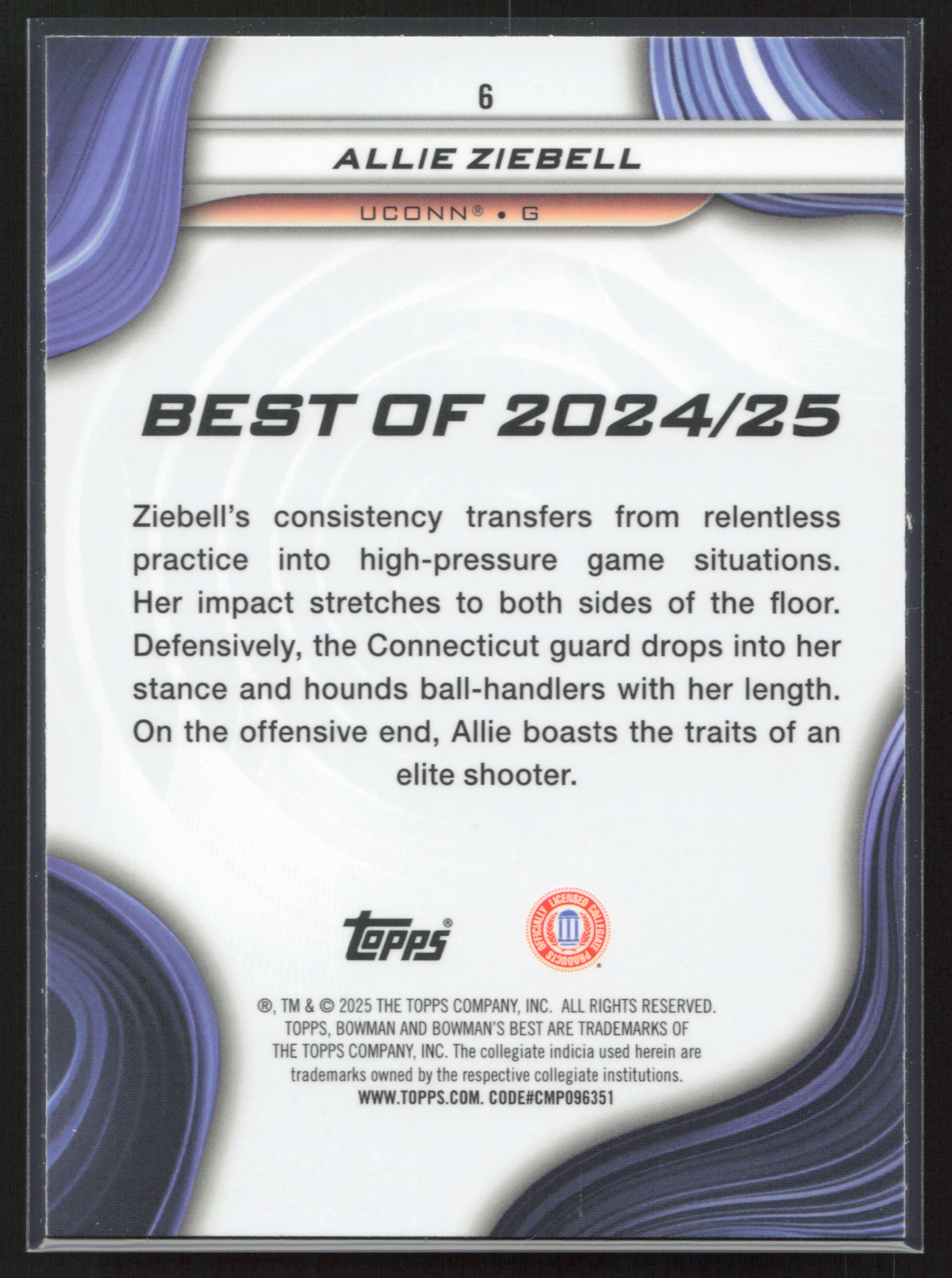 2024-25 Bowman's Best University #6 Allie Ziebell