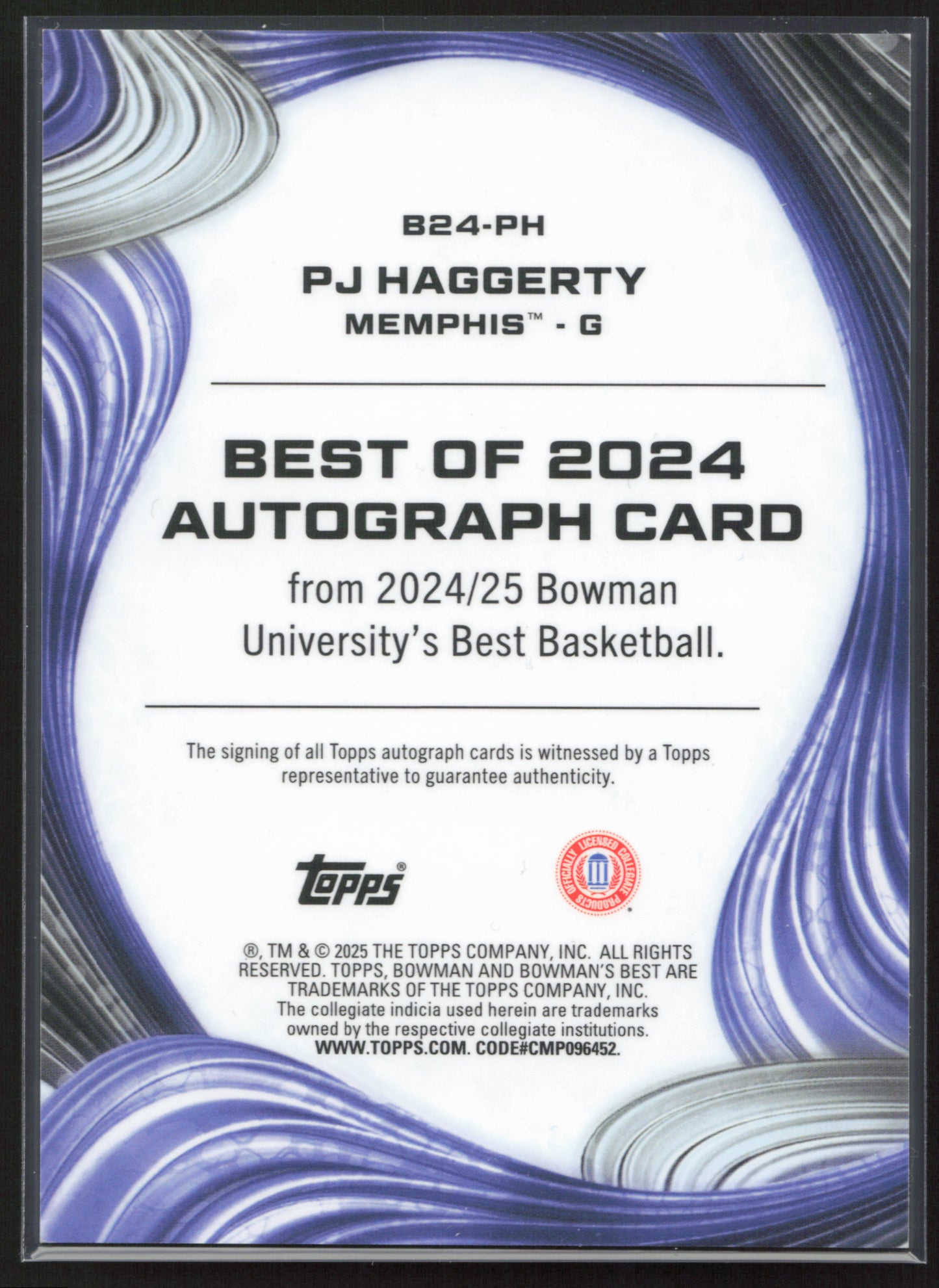 2024-25 Bowman's Best #B24-PH PJ Haggerty Best of 2024 Autographs Green Diamond