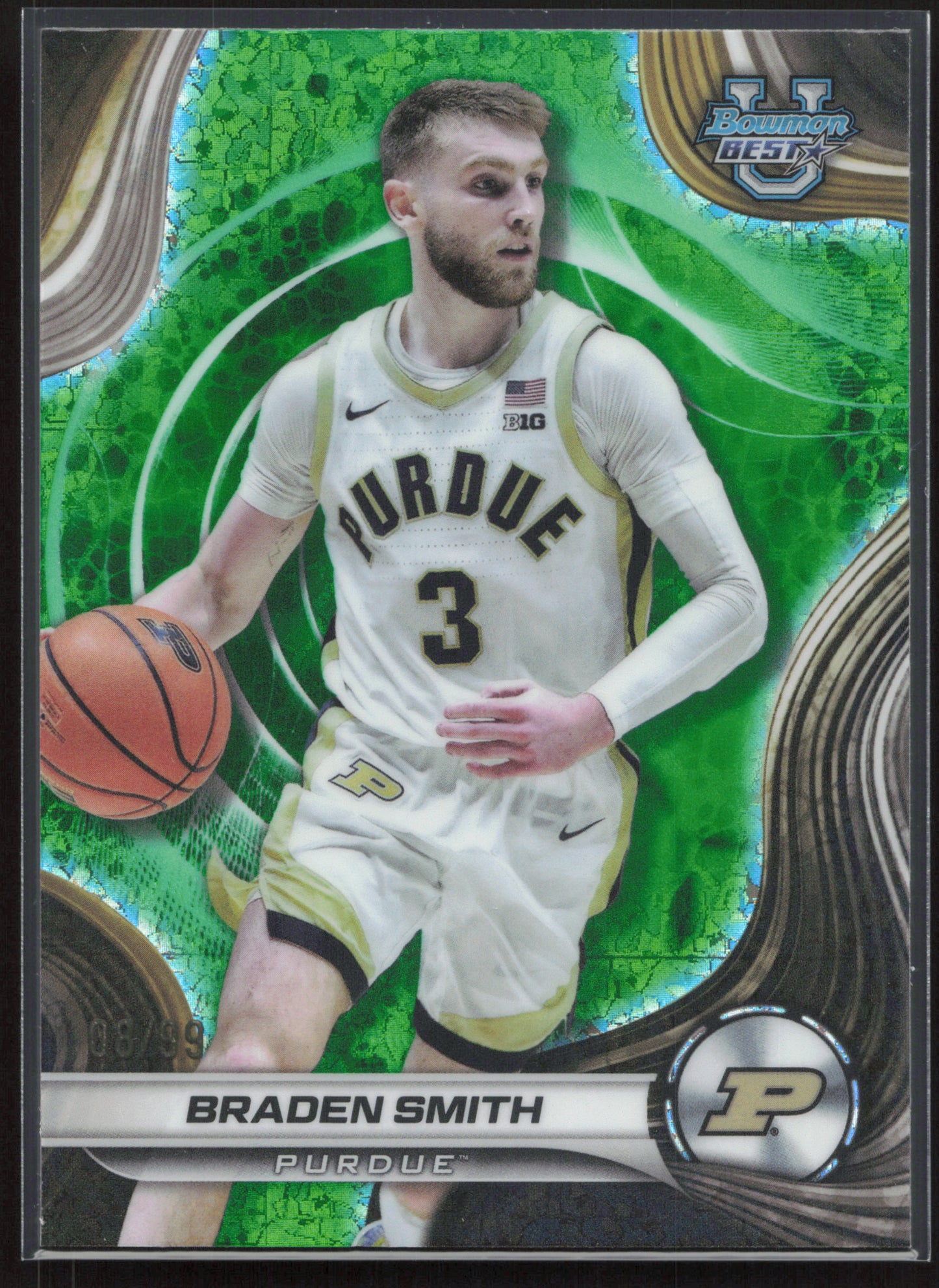 2024-25 Bowman's Best University #13 Braden Smith Green Diamond Refractors #/99