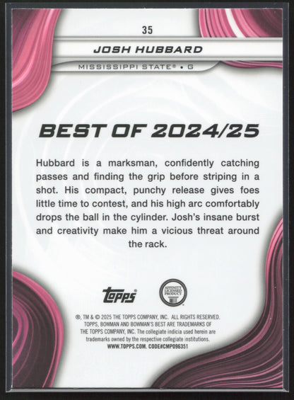 2024-25 Bowman's Best University #35 Josh Hubbard Aqua Lava Refractors #/199