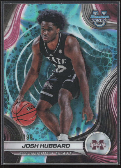 2024-25 Bowman's Best University #35 Josh Hubbard Aqua Lava Refractors #/199