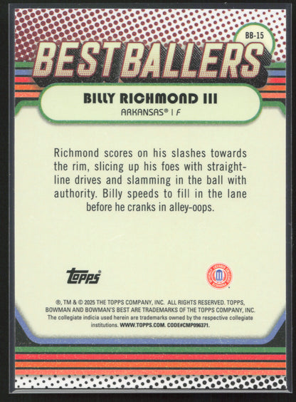 2024-25 Bowman's Best #BB-15 Billy Richmond III Best Ballers Green Mini Diamonds