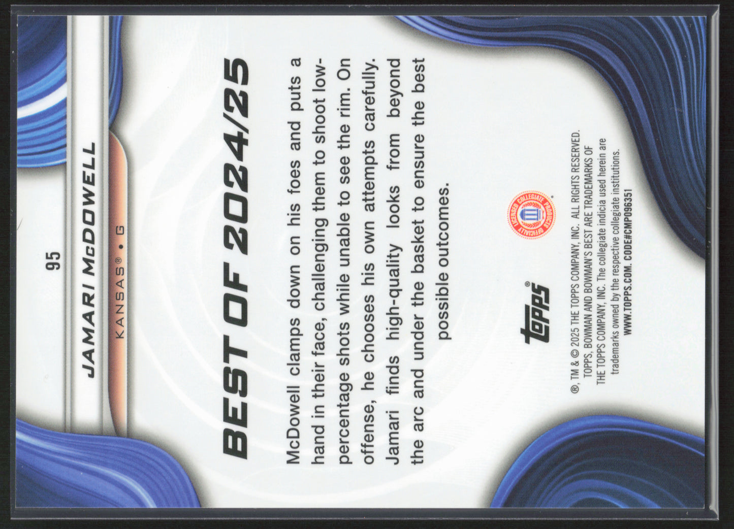 2024-25 Bowman's Best University #95 Jamari McDowell Red Refractors #/5