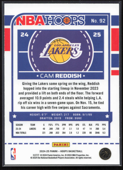 2024-25 Hoops #92 Cam Reddish Premium