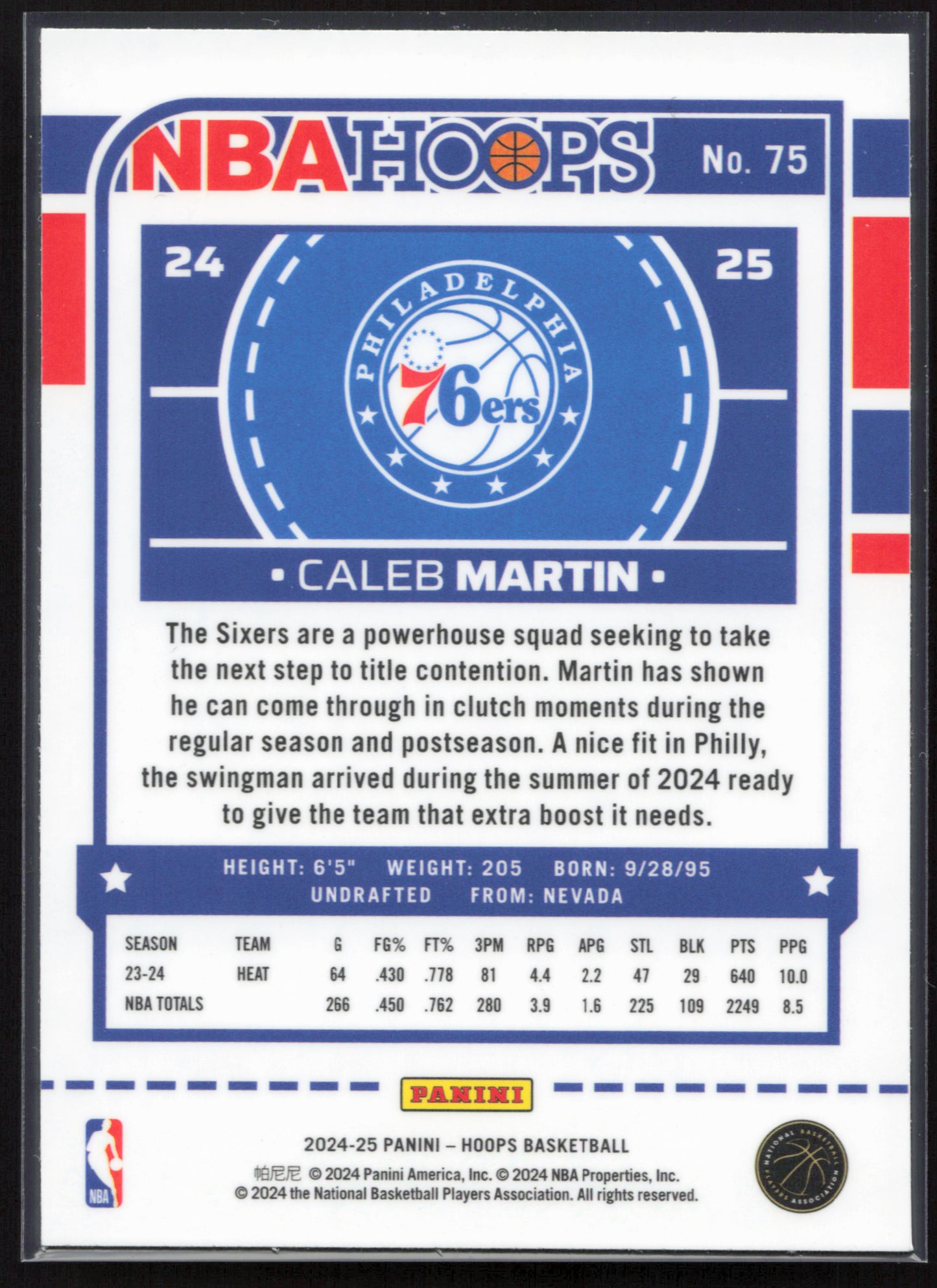 2024-25 Hoops #75 Caleb Martin Premium