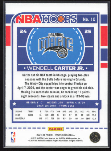 
2024-25 Hoops #10 Wendell Carter Jr. Premium