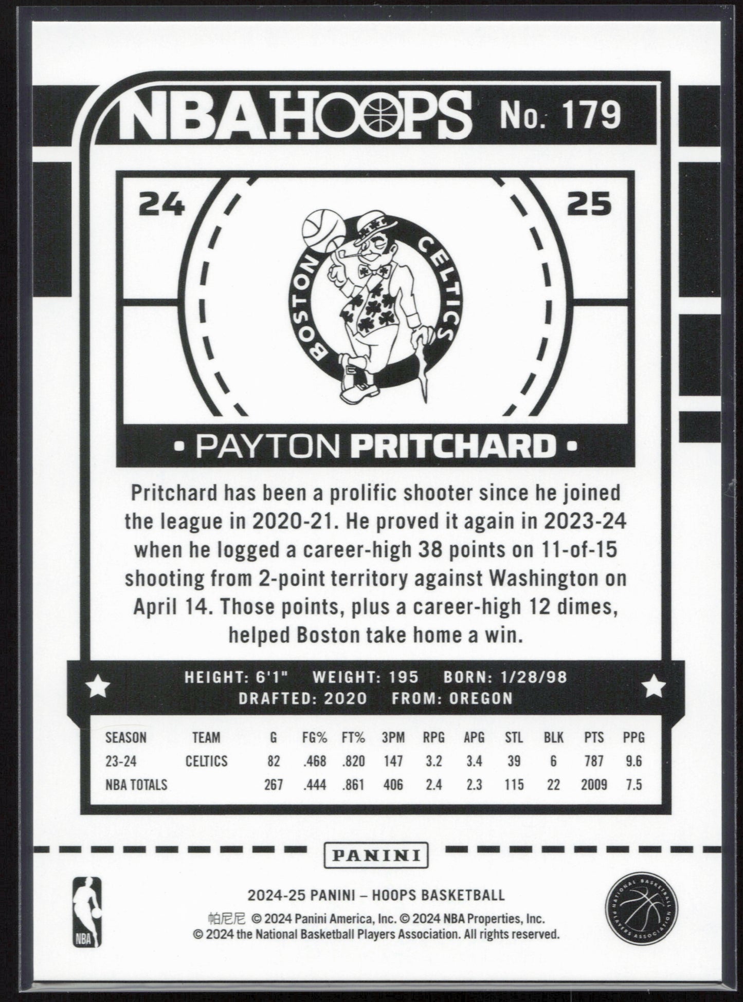 2024-25 Hoops #179 Payton Pritchard Orange #/149