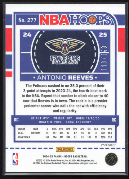 2024-25 Hoops #277 Antonio Reeves Premium Prizms Lime Green #/149