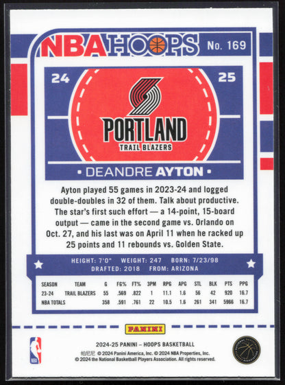 2024-25 Hoops #169 Deandre Ayton Premium