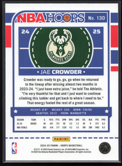2024-25 Hoops #130 Jae Crowder Premium