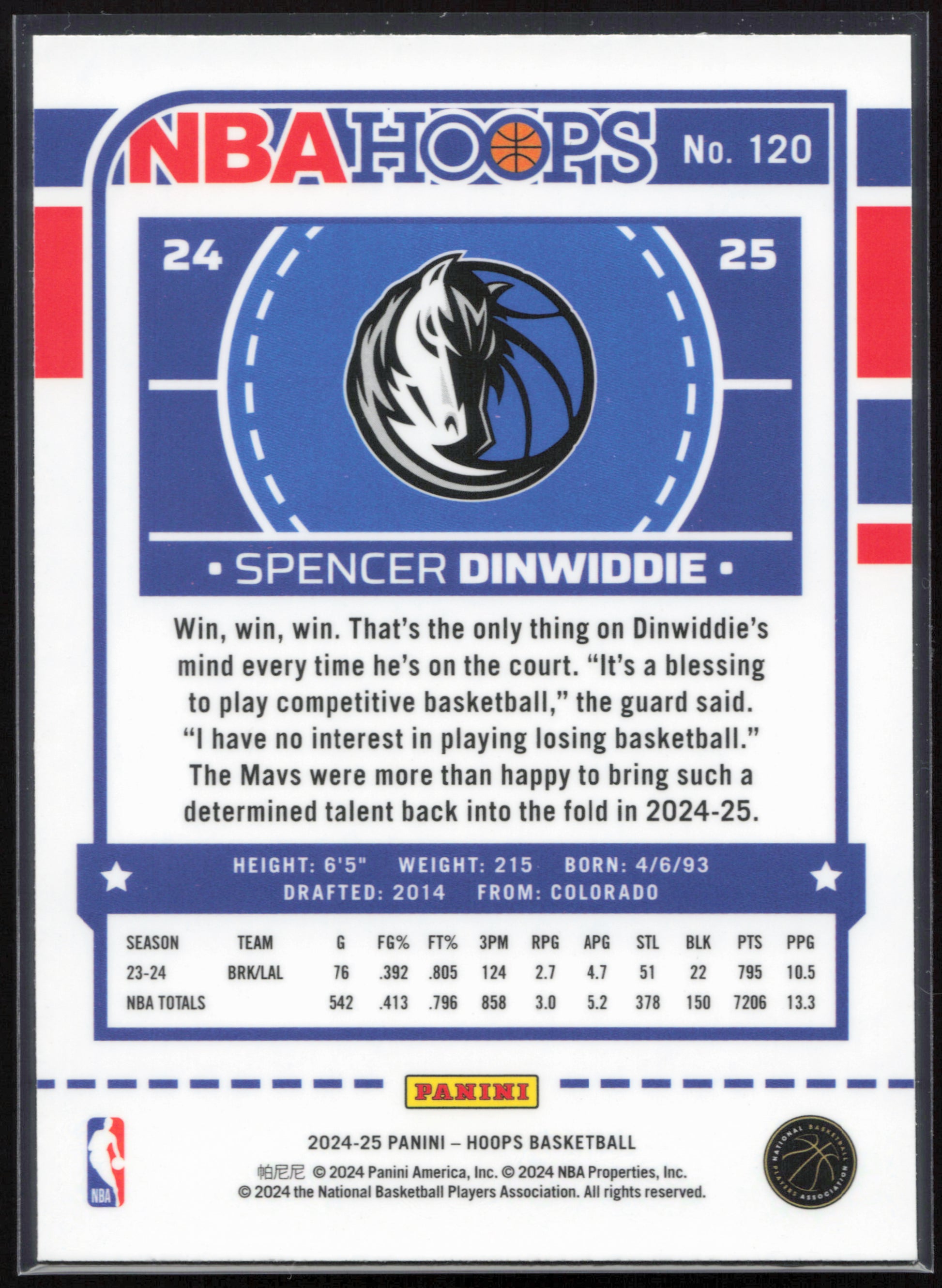 2024-25 Hoops #120 Spencer Dinwiddie Premium