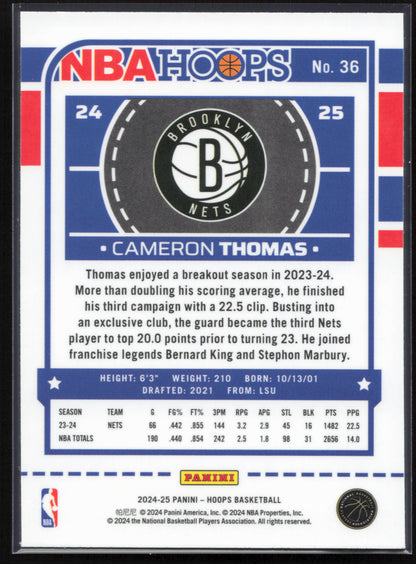 2024-25 Hoops #36 Cameron Thomas Premium