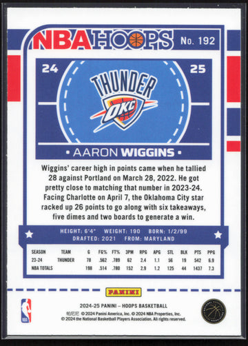 
2024-25 Hoops #192 Aaron Wiggins Premium