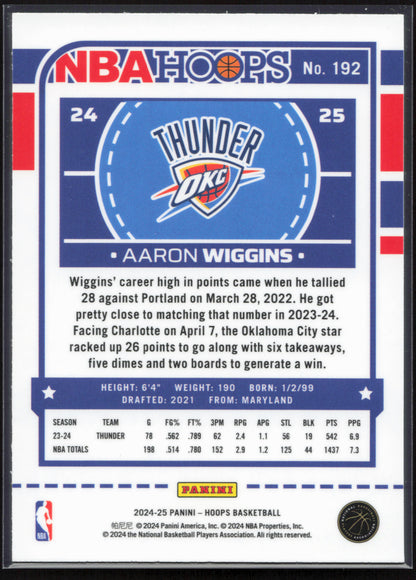 2024-25 Hoops #192 Aaron Wiggins Premium