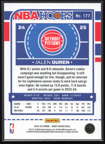 2024-25 Hoops #177 Jalen Duren Premium