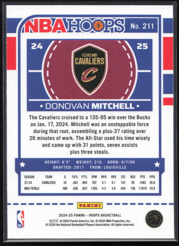 
2024-25 Hoops #211 Donovan Mitchell Premium