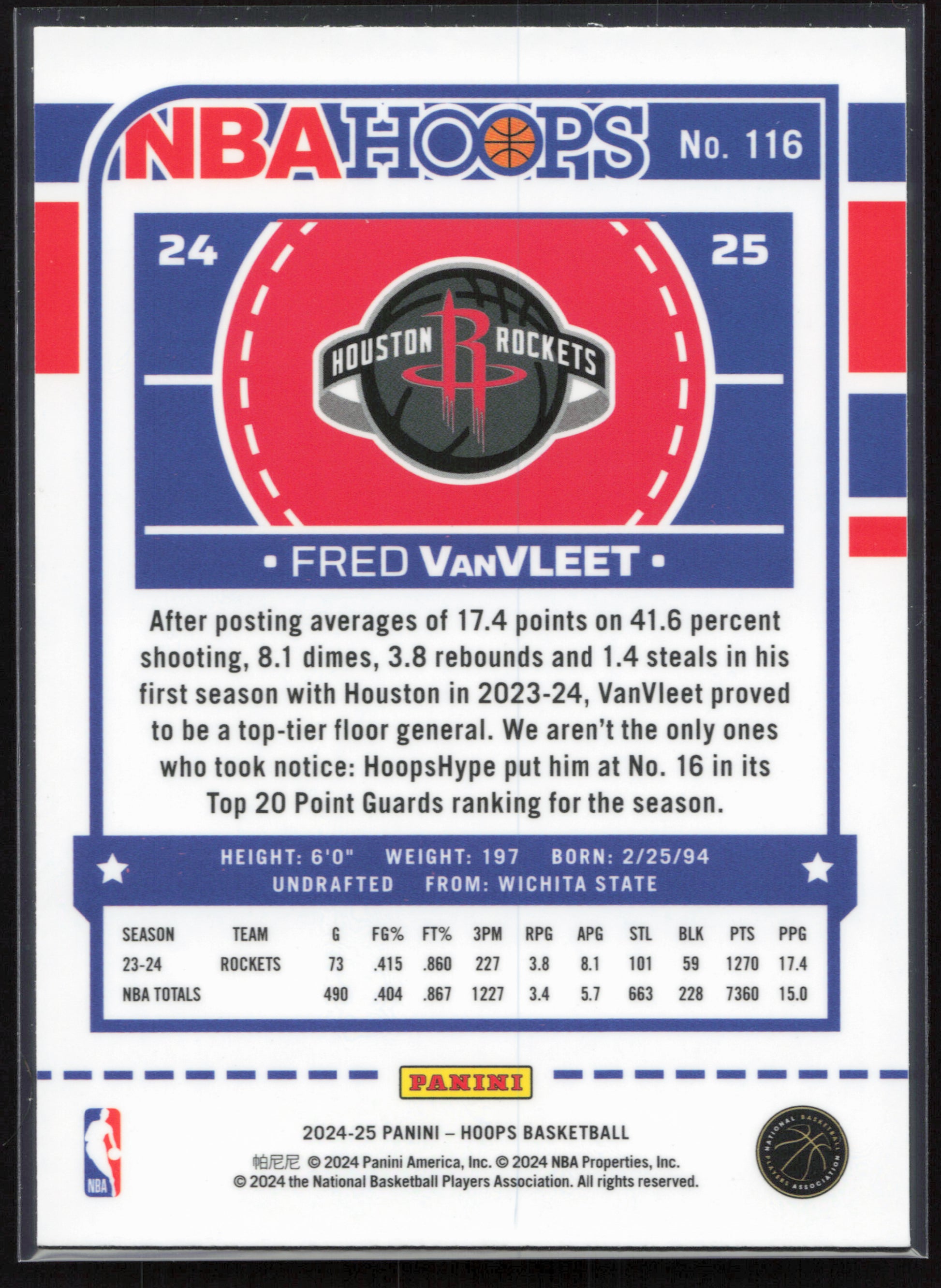 2024-25 Hoops #116 Fred VanVleet Premium