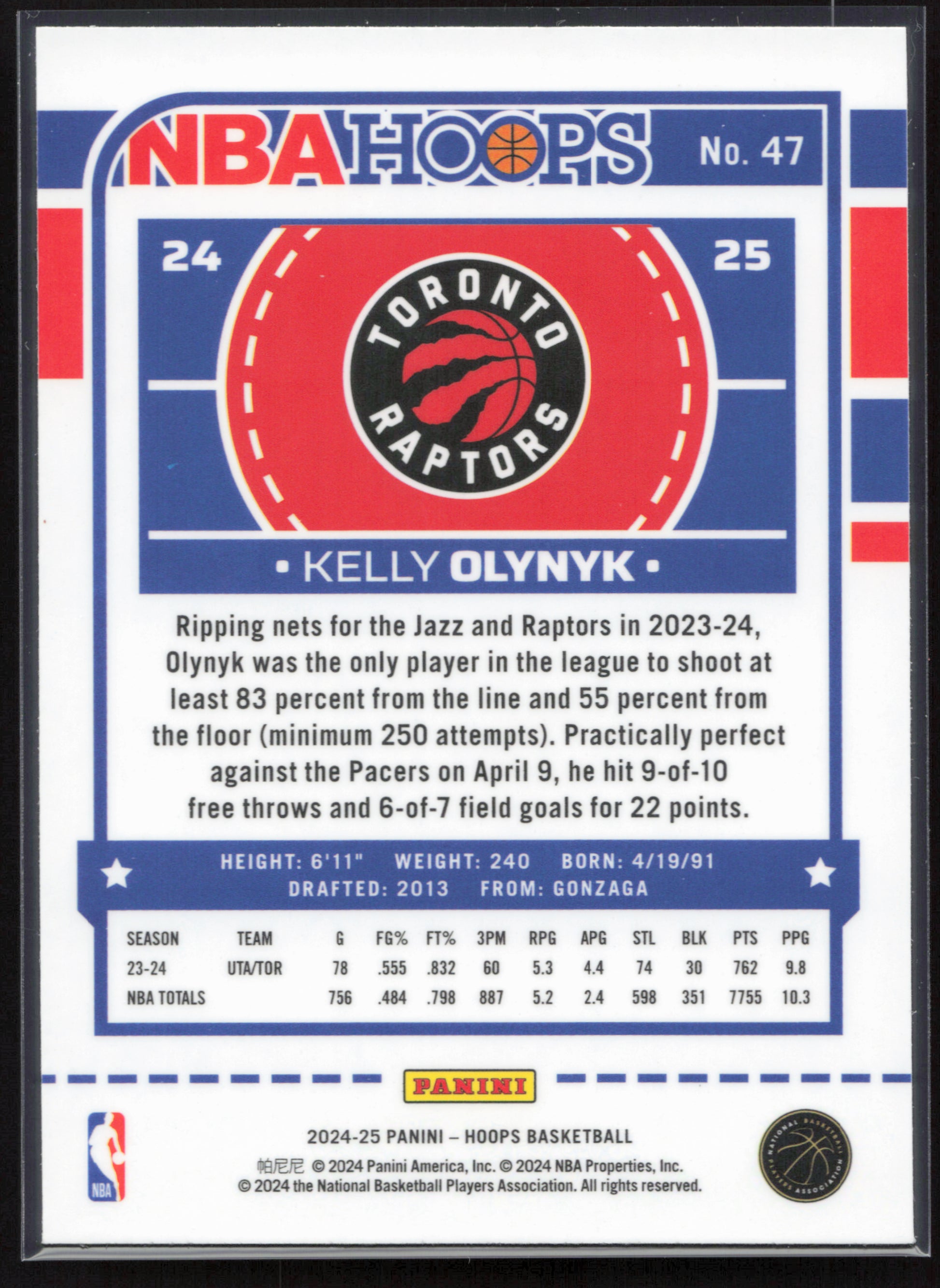 2024-25 Hoops #47 Kelly Olynyk Premium