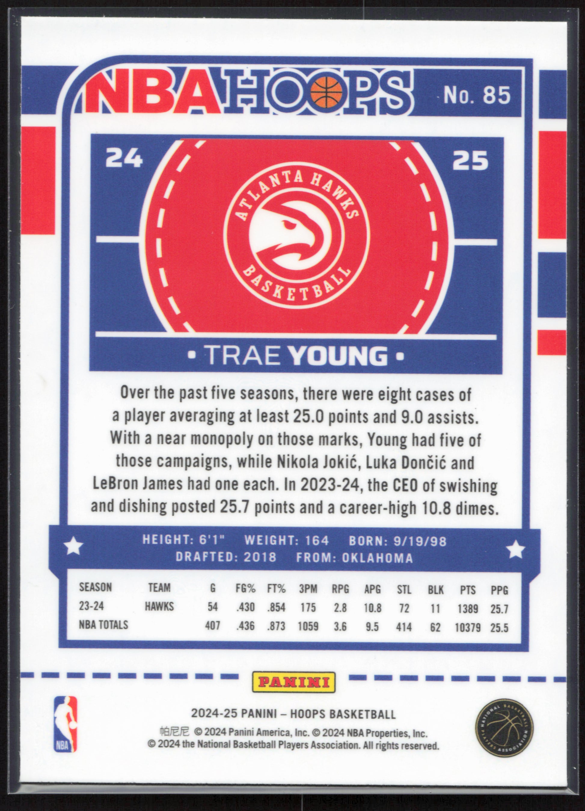 2024-25 Hoops #85 Trae Young Premium