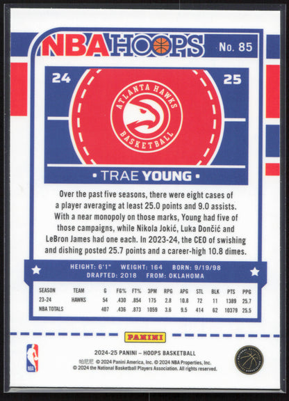 2024-25 Hoops #85 Trae Young Premium
