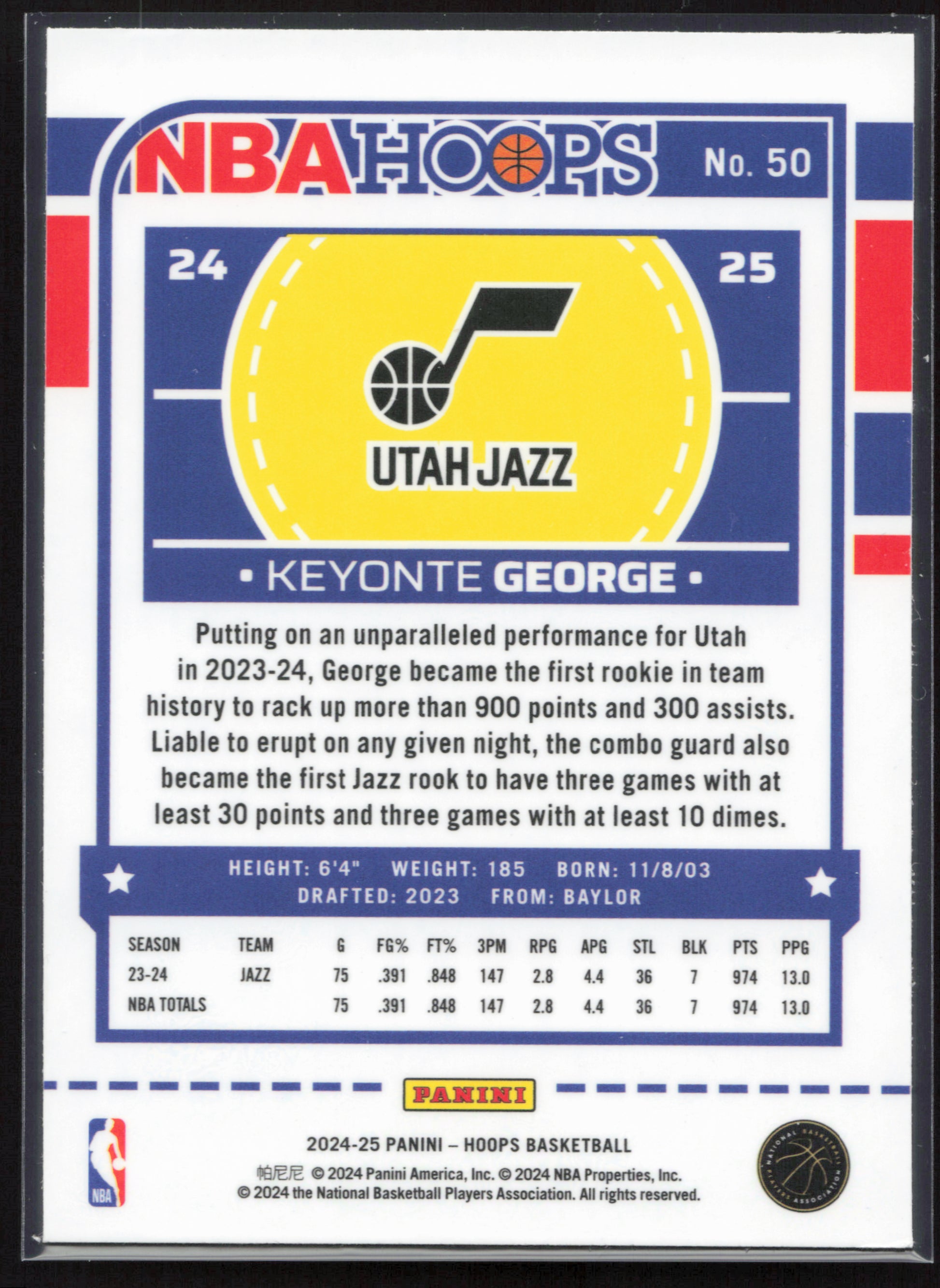 2024-25 Hoops #50 Keyonte George Premium
