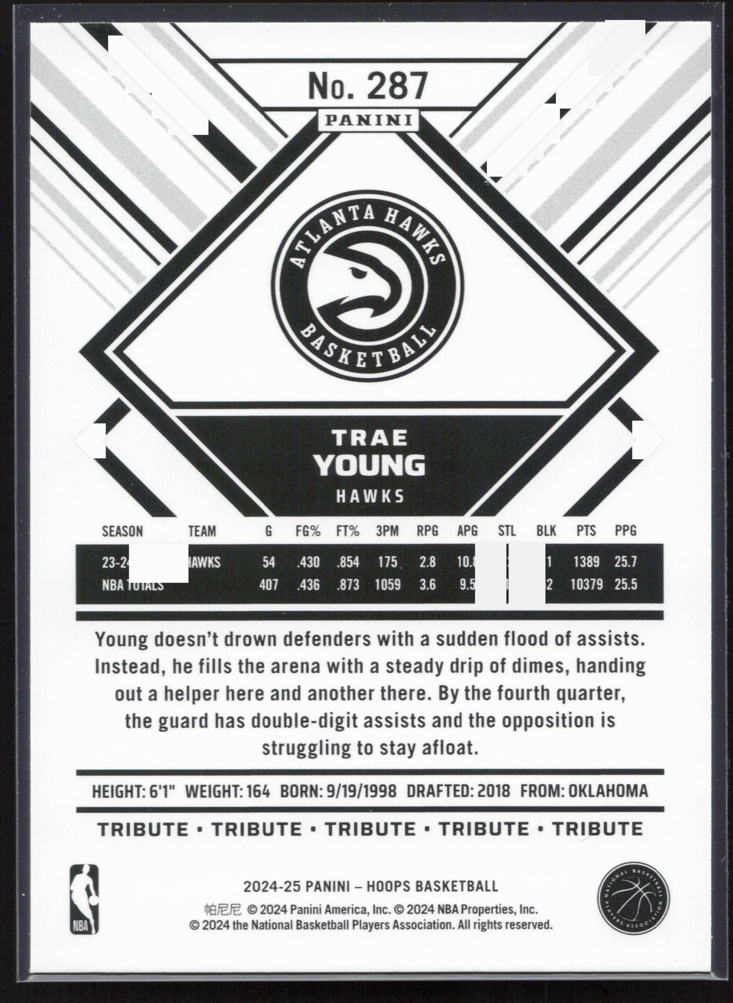 2024-25 Hoops #287 Trae Young