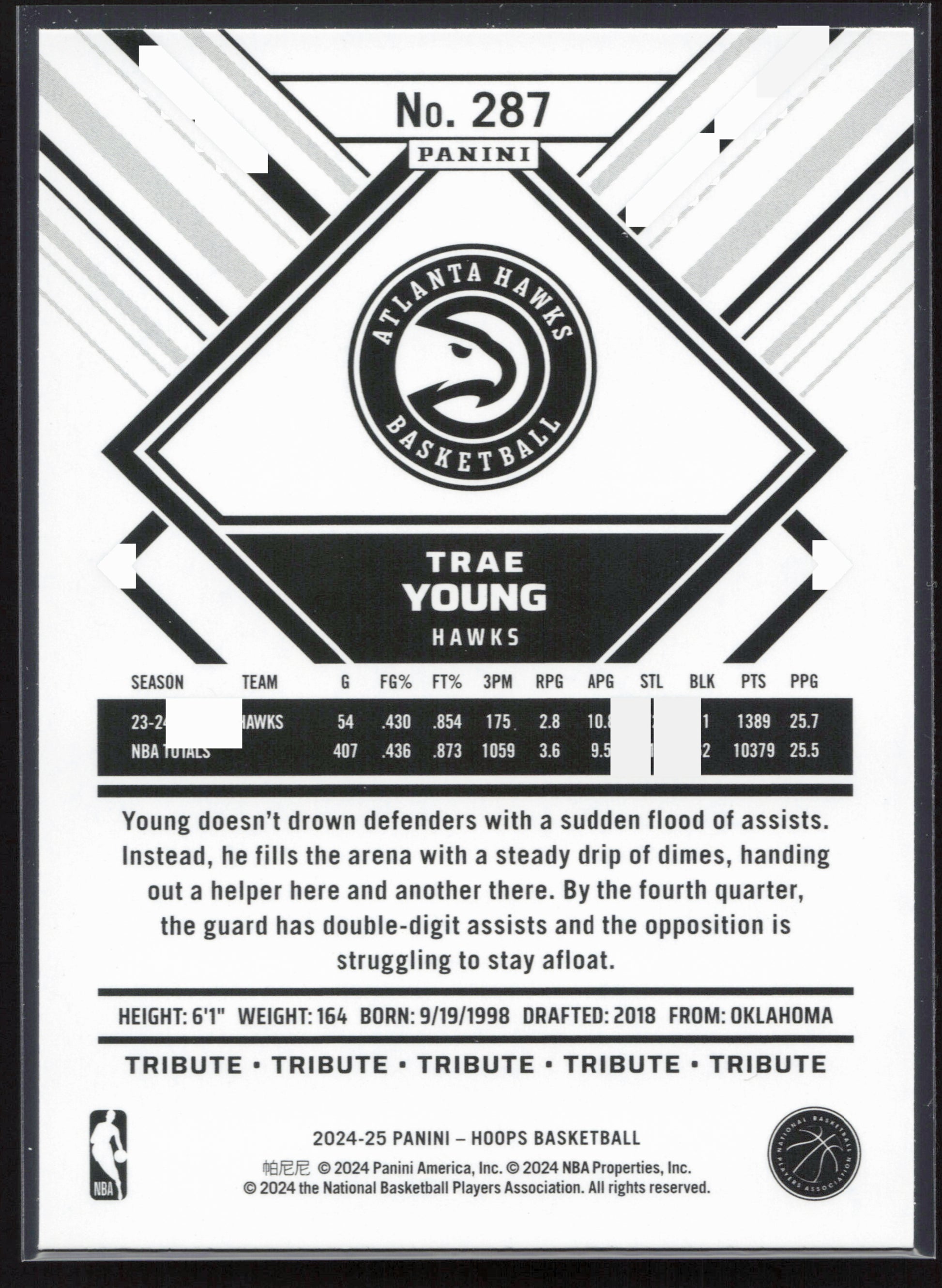 2024-25 Hoops #287 Trae Young