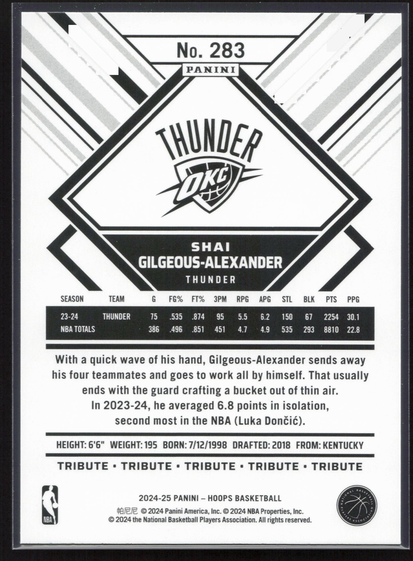 2024-25 Hoops #283 Shai Gilgeous-Alexander NM